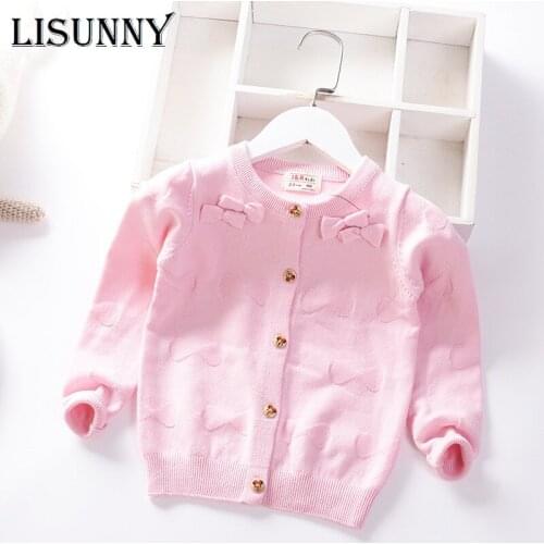 Girls Knitted Cardigan Childrens Sweater 2020 New Western Style Sweater Bow Solid Single Breasted Baby Girl Clothes Kids Coat
