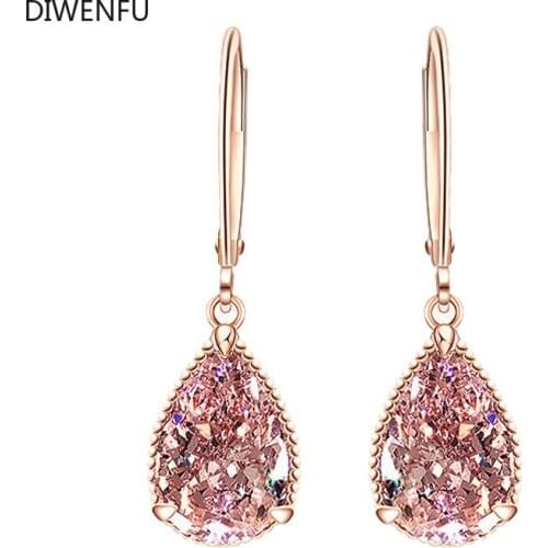 Natural Rose Quartz 18k Rose Gold Drop Серьги for Women Bohemia Fashion Fine Jewelry Topaz Gemstone Bizuteria Luxury Серьги