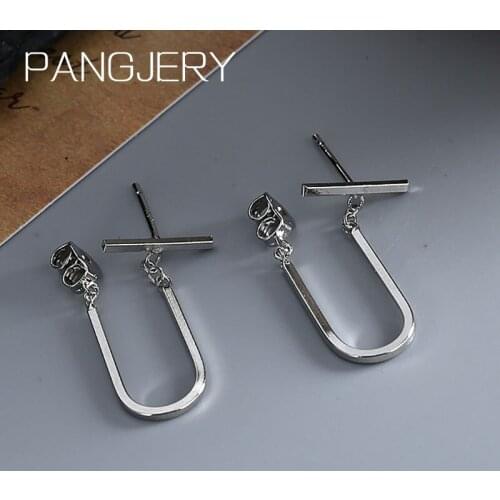 PANGJERY 925 Sterling Silver Earrings for Women Exaggerated INS Fashion U Shape Creative Geometric Anniversary Fine Jewelry Gift