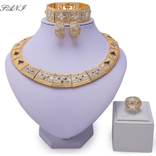 Fani quality statement Bridal jewelry set Dubai Gold Colorful jewelry set Wholesale Wedding woman accessories jewelry set Brand