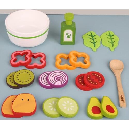 21Pcs/Set Wooden Simulation Fruit Vegetable Colorful Pretend Kitchen Salad Cooking Toy Pretend Play Children Toys Birthday Gift
