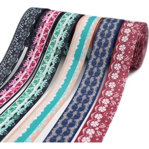 5 Yards 1" 25MM Lace Printed Grosgrain Ribbons For Hair Bows DIY Handmade Materials Y2020120103