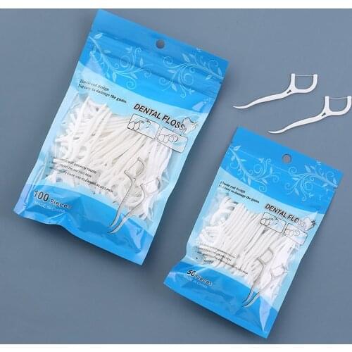 50/100pcs Disposable Dental Flosser Picks Interdental Brush Teeth Stick Toothpicks Floss Thread Oral Gum Teeth Cleaning Care