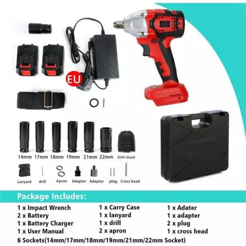 88VF Brushless Cordless Electric Impact Wrench Power Tools Li Battery Adapt to Makita Batterry Impact Wrench Set with 2 Battery