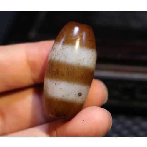 AL Treasure Magic Power Tibetan old Agate 2 Stripe Healer Medicine Big Drum dZi Bead Amulet Pendant Talisman Timestown UPD21Asw