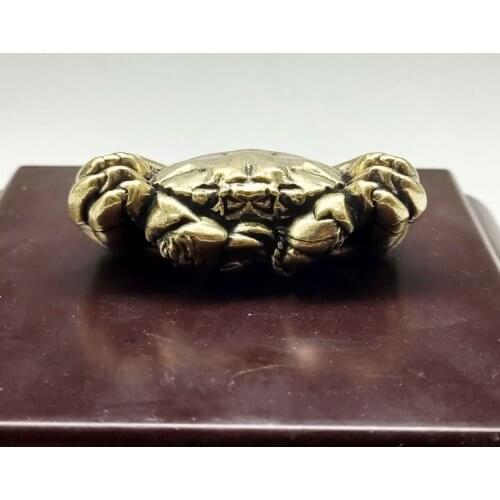 Antique Solid Brass Crab Miniature Figurines Retro Copper Animal Tea Pet Desktop Ornament Decor Crafts Keychain Pendants