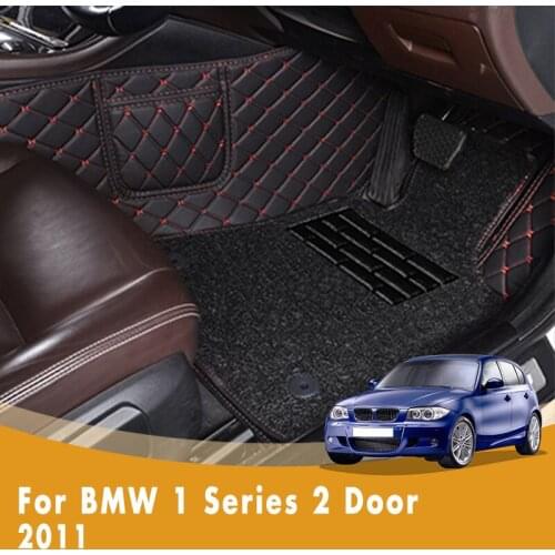 RHD Car Floor Mats For BMW 1 Series 2 Door 2011 Luxury Double Layer Wire Loop Car Accessories Interior Styling Leather Carpets