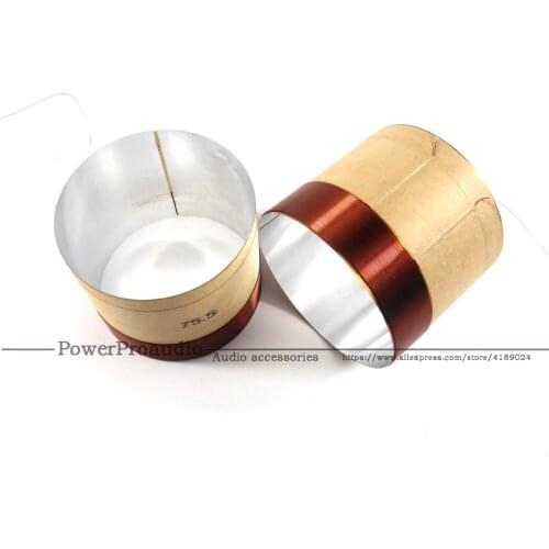 2PCS 75.5 Core Bass Voice Coil Wihte Aluminum 75.5mm For 10 inch -18 inch Subwoofer Speaker 8OHM