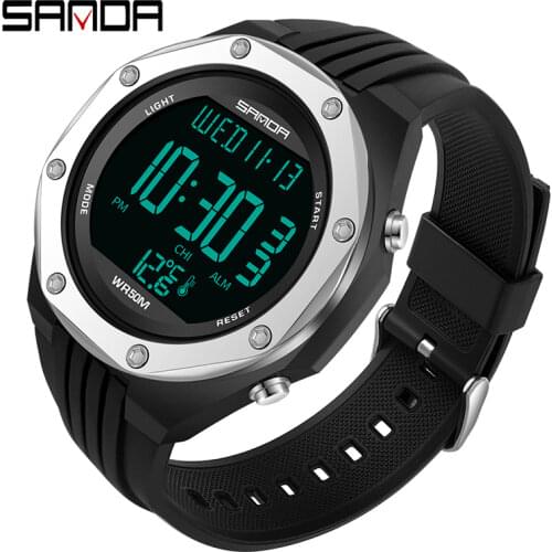 SANDA 2021 New G style Fashion Mens Military Watch Sports LED Watch Waterproof Body Temperature Digital Watch Relogio Masculino