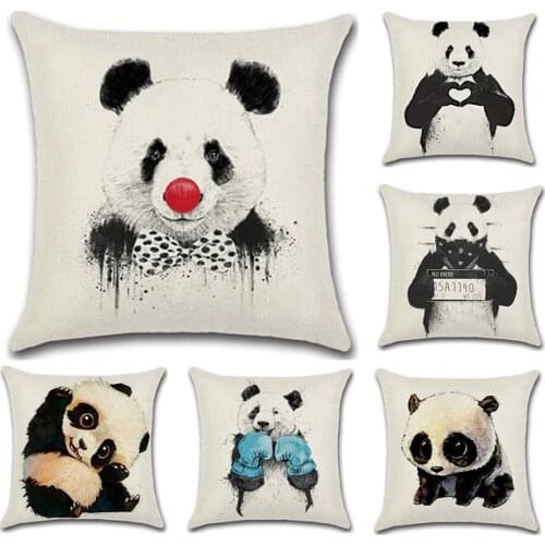 Home panda treasure linen hug pillowcase animal print cushion hug pillowcase to map custom lumbar cushion hug pillow cushion