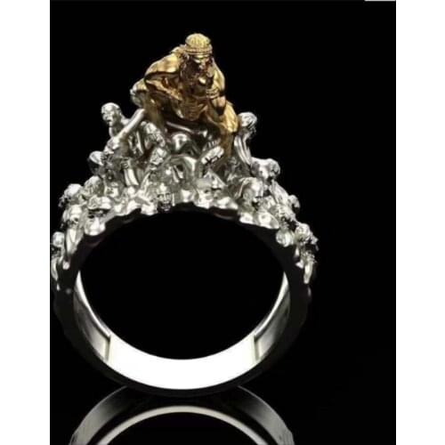 FDLK Unique Two Color Punk Ring Horror Trendy Vampire Skull Finger Rings Unisex Cool Party Gifts For Men