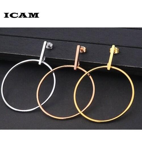 ICAM One Pair New Fashion Gold- Big Hoop Earring Vintage Punk Cross Long Hoop Earring for Women Hot Sale Jewelry Wholesale