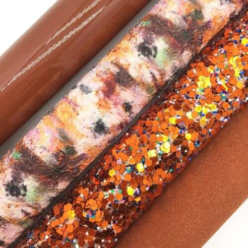 Brown Glitter Fabric, SUEDE Synthetic Leather, Iridescent Faux Fabric Sheets For Bow A4 21x29CM Twinkling Ming XM001F