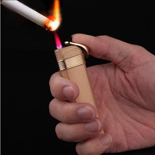 Metal Windproof Butane Gas Lighters Smoking Accessories Portable Torch Lighter gasoline Red Flame Point Cigar Gadgets For Men