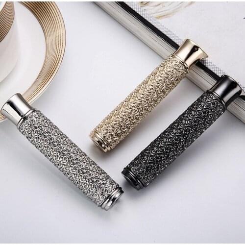 HONEST Genuine Retro figured metal gas inflatable lighter, slender metal carving hollow flame lighter gift package