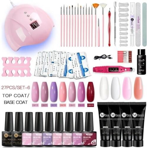 Mtssii 27pcs Acrylic Gel Poly Nail Gel Kit Nail Extension Glitter Gel Nail Gel UV Building Jelly Gel Polish Enhancement Manicure
