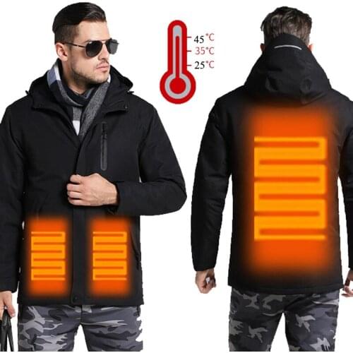Men Women Winter USB Heating Jacket Mens Waterproof Reflective Hooded Coat Male Warm Parka Cotton Windbreaker Mens Jacket JK138