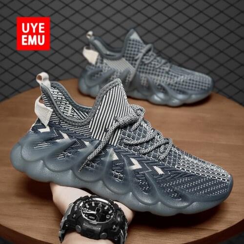 UYEEMU Mens Shoes Summer Breathable Thin Section Sports Running Casual Net Shoes Trend Fild Flying Woven Tide Shoes Size 39-44
