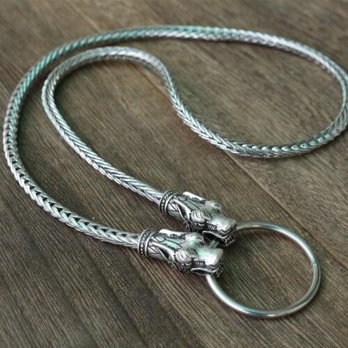 Men cool necklace Stainless steel chian ,wolf head pendant necklace with the ring