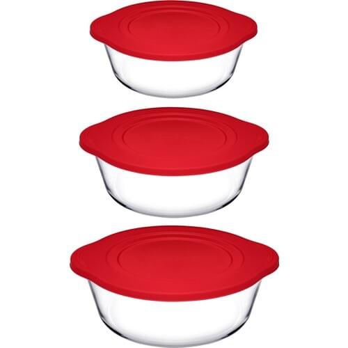 Pasabahce 3'lü Pyrex Cookware Set Softcover 840CC-1450CC-2100CC