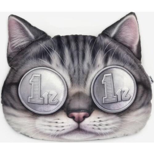 New 3D Lovely Cat Head Cushion Cover Cartoon Sofa Office Nap Pillow Washable Pillowcase Car Seat Cushions Cover Without Core