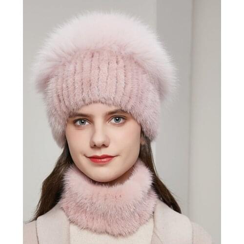 Womens new winter fur hats real mink fur Caps and silver fox fur hats high quality fashion ear protection caps 20HY-08
