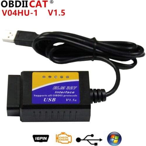 100pcs OBDIICAT V04HU/V04HU-1 USB ELM327 PIC25K80 Chip EML 327 V1.5 Interface Diagnostic Tool OBD2 Scanner Super Mini Elm327
