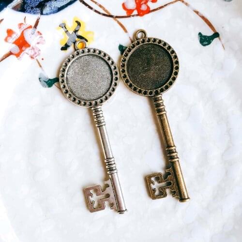 5pcs/lot 20mm Necklace Pendant Setting Antique Bronze Silver Glass Cabochon Blank Base Supplies for Jewelry Finding T284