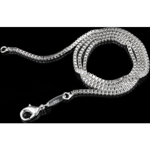 Silver Plated 1.4mm Necklace For Women Men Jewelry Fashion Silver Color Pendant Chain Necklace 16 18 20 22 24 Inch Box Chain