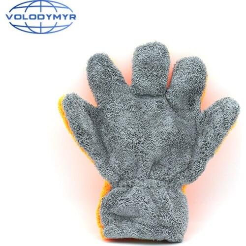 Car Washing Microfiber Glove Orange and Gray 29*28*3cm Palm Shape Wash Mitt Detail Brush for Auto Cleaning Detailing