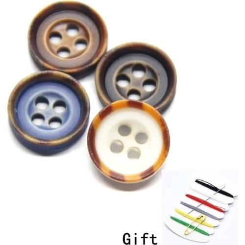 9/10/11mm Colored Resin Shirt Buttons For Clothing Women Dress Vintage Fancy Child Decorative Buttons DIY Accessories Wholesale