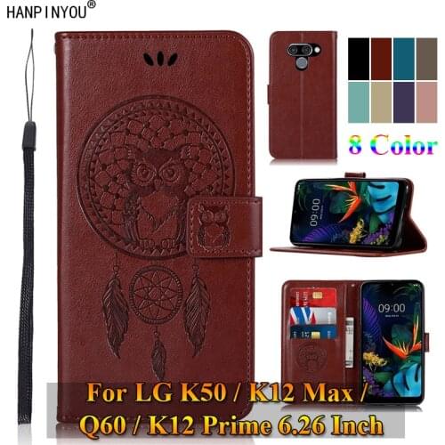 For LG K50 / K12 Max / Q60 / K12 Prime 6.26" 3D Pattern Owl Luxury Flip PU Leather Case Card Insert Slots Wallet Stand Cover