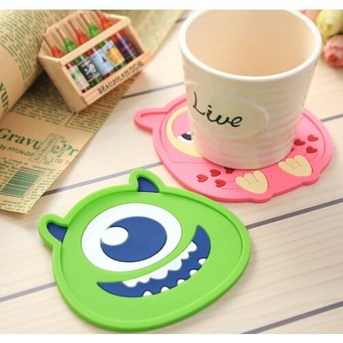 Cute Coffee Tea Heat Insulation Coaster PVC Cup Mat Non Slip Drinkware Cartoon For Table Animal Home Décor Heat-resistant Coaste