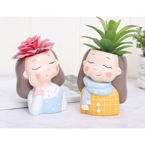 Cute Girls Shaped Flower Pot Succulent Cactus Plant Pots Bonsai Planter For Home Garden Office Desktop Decoration