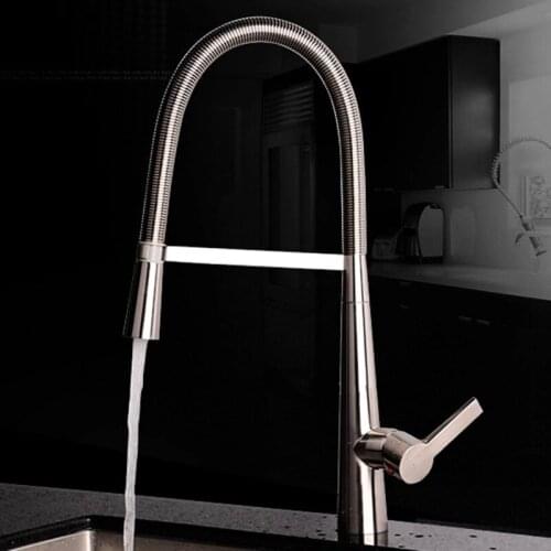 JMKWS Modern Kitchen Faucets Pull Out Mixer Tap Bathroom Vessel Sink Faucet Brushed Wash Water Tap Spring Style Accessories
