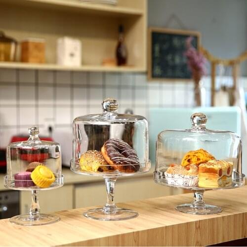 Western-style Glass candy jar Food storage tank bottles jar with lid cake tray fruit dessert stand Wedding Party Decor Jars