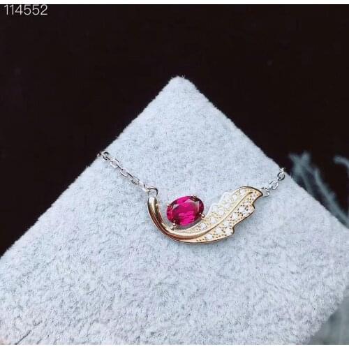 CoLife Jewelry Silver Feather Pendant for Daily Wear Natural Garnet / Topaz Pendant 925 Silver Gemstone Necklace Pendant