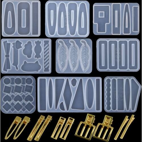 DIY Epoxy Resin Hair Clip Hairpin Silicone Mold Handmade Crystal Resin Casting Molds Resin Jewelry Making Resin Casting Moulds