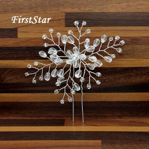 Handmade Pageant Beaded Hair Vine Bridal Prom Accessories Crystal Hair Pins Sticks Floral Bride Hairpins Women Wedding Jewelry