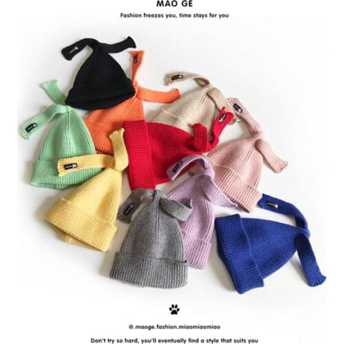 2020 Winter Kids Hats Boys Girls Knitted Warm Skullies Beanies Multicolor Fashion Tie Children Baby Hats and Caps With Label
