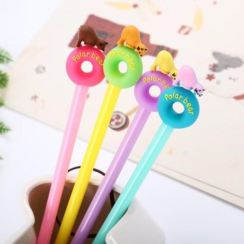1 Pcs Cute Cartoon Kawaii Animals Polar Bear Gel Pen Creative Student Novelty Fun Signing Pen School Writing Supplies Stationery