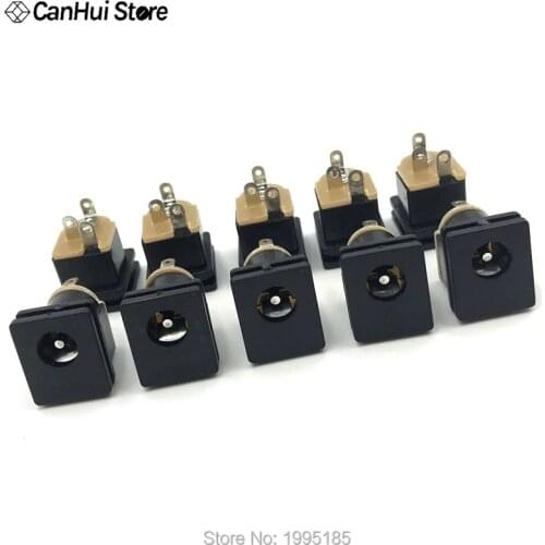 10Pcs DC Power Socket DC-015 Jack 5.5-2.1 MM Square Panel Mounting 5.5X2.1mm 5.5*2.1 mm DC Socket Connector DC015