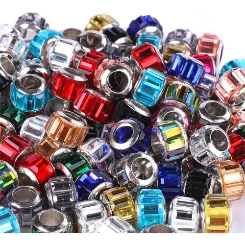 10 Pcs Red Color Stripe Resin Murano Big Hole European Spacer Beads Fit Pandora Bracelet Charms Stopped Clip Beads DIY Jewelry