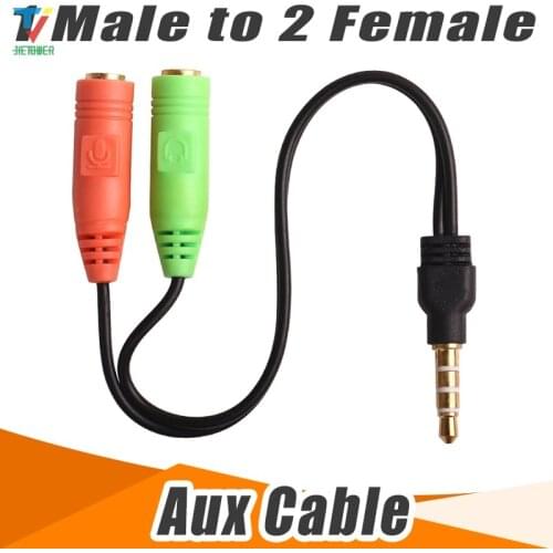 100pcs/lot 2to1 Audio Cable Adapter Line Conversion Head Into Two Mobile Phone Headset Mp3 Player Game Box Microphone Turn