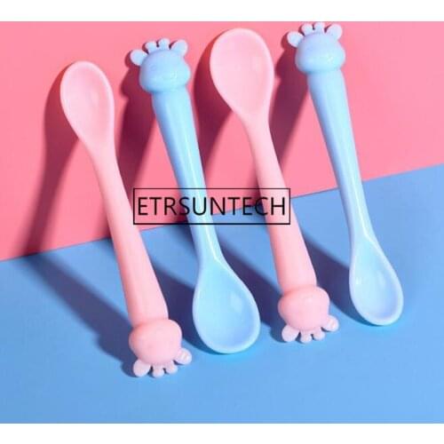 100pcs Cute Silicone Sika Deer Cartoon Baby Spoon For Baby Feeding Breakfast Children Tableware