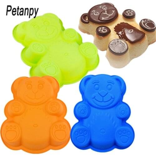 17*15.5*3cm Bear Shape 3D Silicone Cake Mold DlY Cartoon Baking Tools Bakeware Maker Mold Tray Baking Cake Moulds