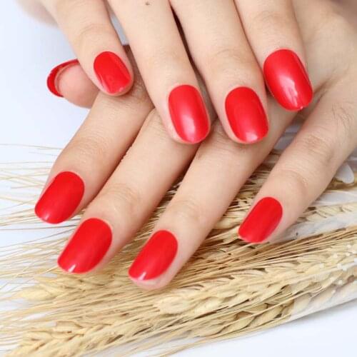 2020 24pcs new art explosion models cute candy oval excellent touch design fake nails Sexy red P63X