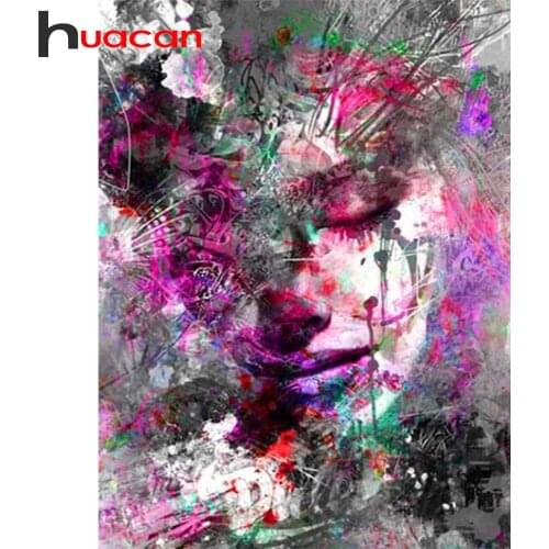 Huacan 5d DIY Diamond Painting Kit Abstract Woman Diamond Embroidery Mosaic Full Square Girl Portrait Paintings On The Wall