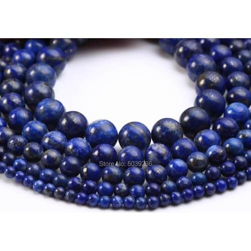 Wholesale Natural Lapis Lazuli Stone Beads Round Loose Beads for Needlework Jewelry Making 4/6/8/10/12mm DIY Bracelet
