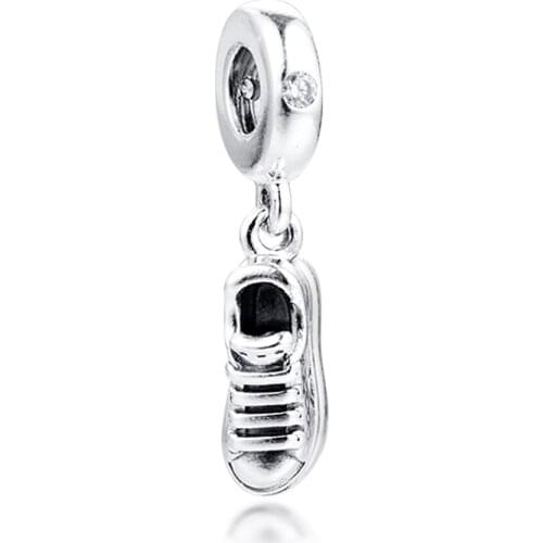 QANDOCCI Beads fits for Necklaces Bracelets 100% 925 Sterling-Silver-Jewelry Sneaker Shoe Charms Free Shipping